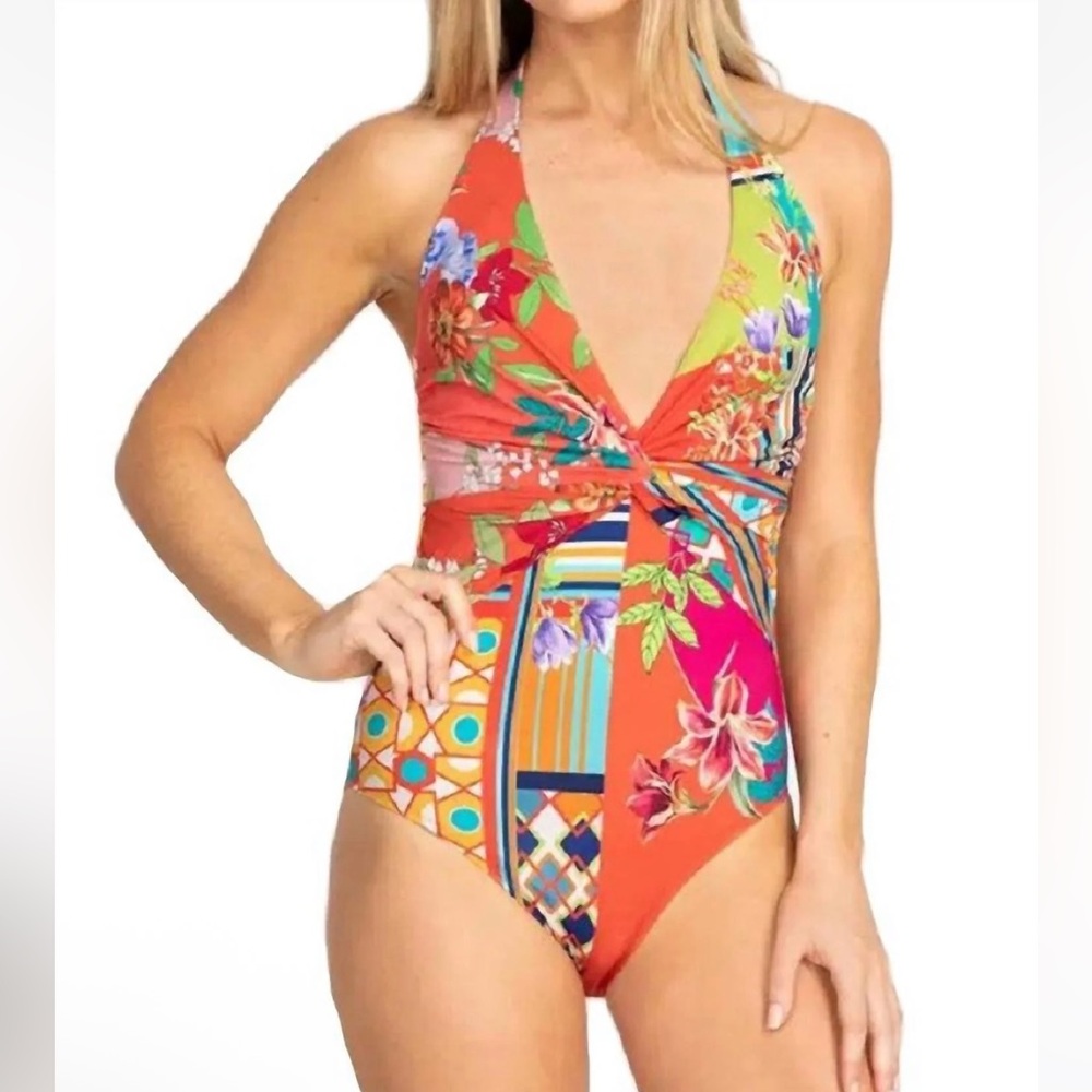 Johnny Was Color Twist One Piece Swimsuit XL NWT